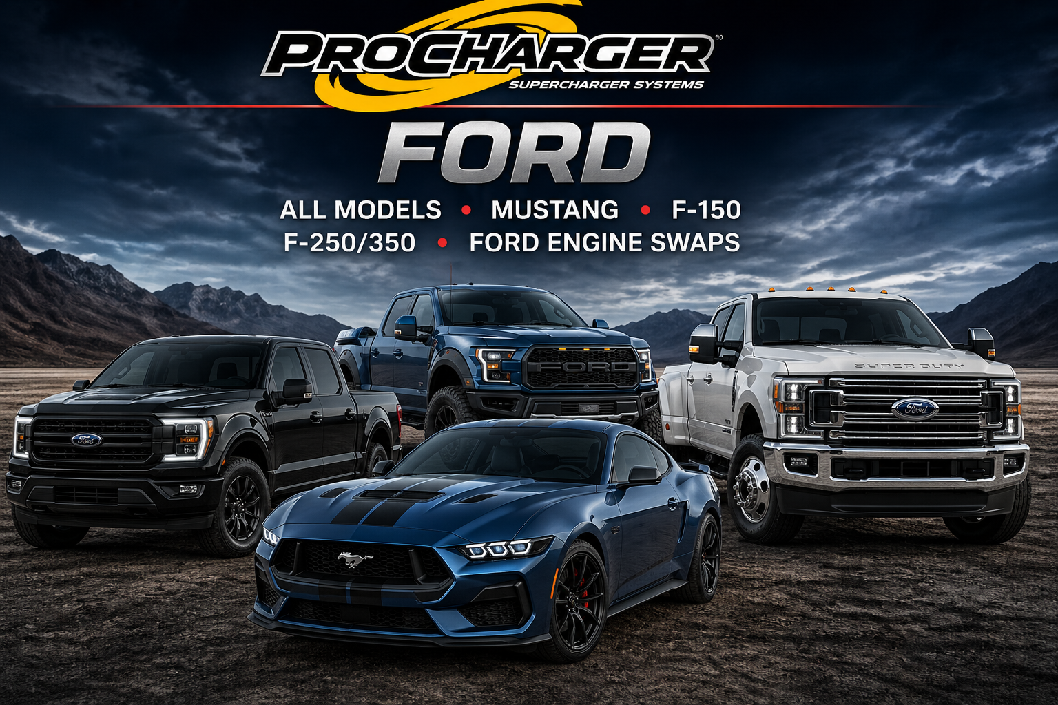 ProCharger supercharger kits for Ford Mustang F150 F250 F350 engine swaps